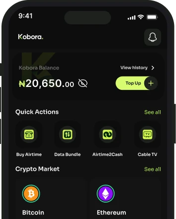 The Kobora wallet dashboard